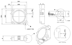 one inch sqaure drop in isolator outline drawing